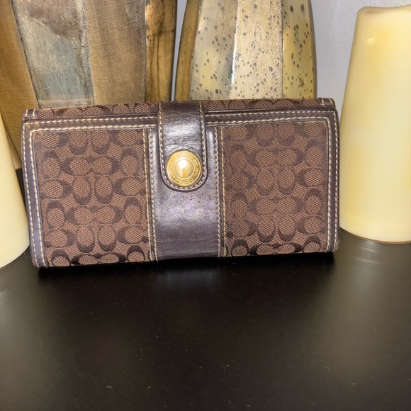 Coach Handbags - Coach Dark Brown Signature Wallet